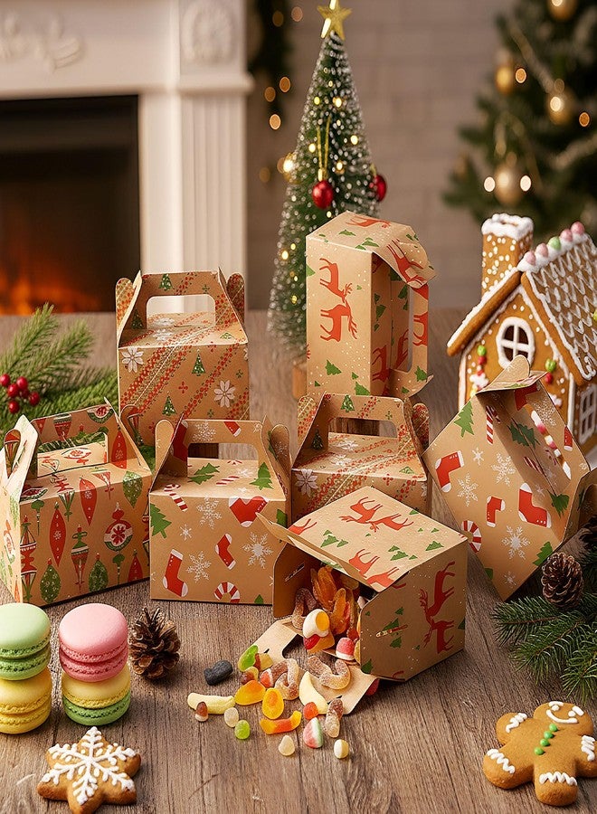 Fuyoooo 36 Pcs Christmas Gift Treat Boxes Xmas Kraft Boxes Holiday Cookies Goodie Candy Box with Handles Red Green Paper Container for Xmas Birthday Party Supplies - Image 5